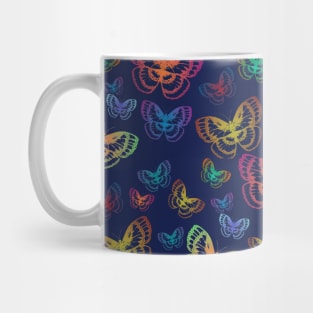 Colorful Butterflies Pattern Blue Mug